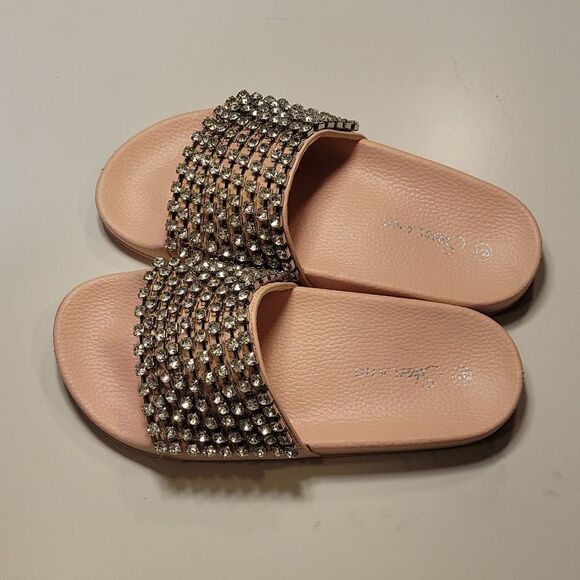 BRAND NEW HERSTYLE CHEERFUL RHINESTONES EMBELLISHMENTS SLIDES SANDAL - Picture 6 of 16